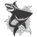 background for a skeleton shark tattoo design idea