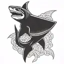background for a skeleton shark tattoo design idea