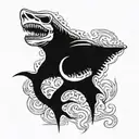 background for a skeleton shark tattoo design idea