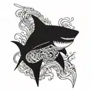 background for a skeleton shark tattoo design idea