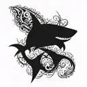 background for a skeleton shark tattoo design idea