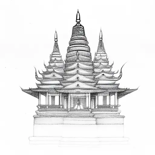 Buddha 8 auspicious symbol and stupa tattoo design idea