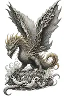 volcanic Phoenix dragon emerging tattoo design idea