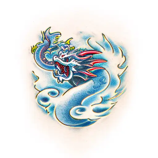 twо fire ice dragon tattoo design idea