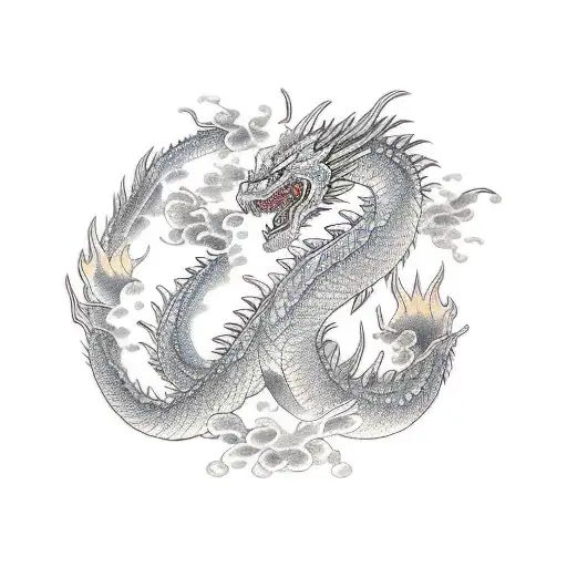 twin fire ice dragon tattoo design idea