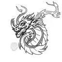 twо fire ice dragon tattoo design idea