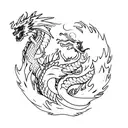 twо fire ice dragon tattoo design idea