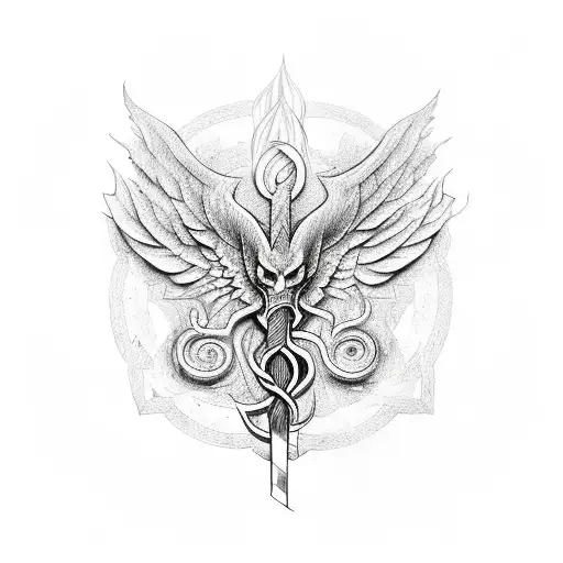 Caduceus staff tattoo design idea