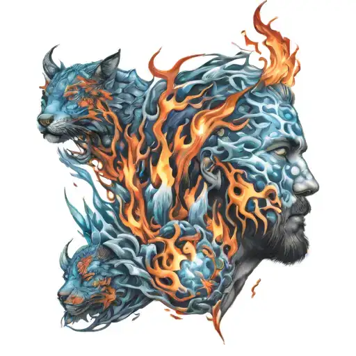 fire and ice tattoo design idea