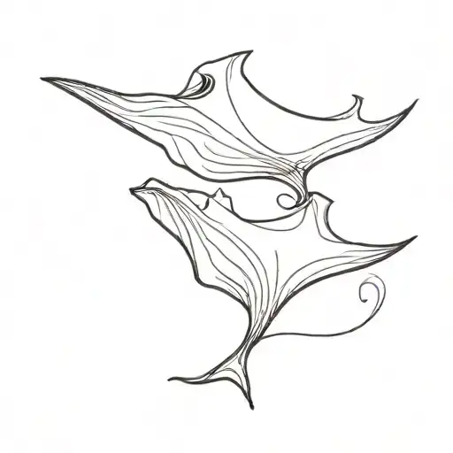 manta  ray gracefully swimming together tattoo design idea