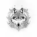 Wolf with Forest  tattoo design idea
