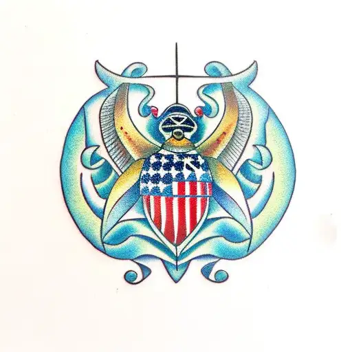 American traditional scarab beatle tattoo design idea