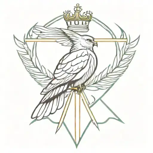 crown hawk cross tattoo design idea