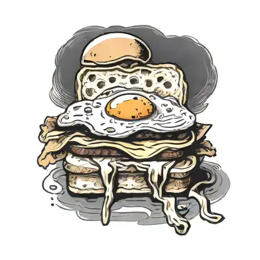 fried egg sandwich with french bread  tattoo design idea