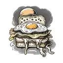 fried egg sandwich with french bread  tattoo design idea
