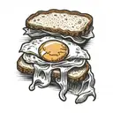 fried egg sandwich with french bread  tattoo design idea