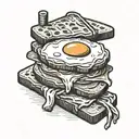 fried egg sandwich with french bread  tattoo design idea