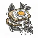 fried egg sandwich with french bread  tattoo design idea