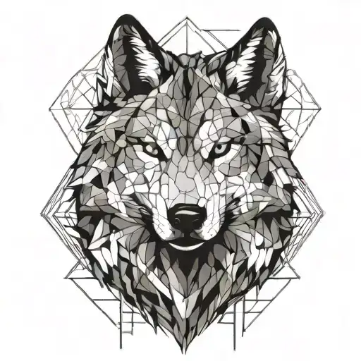 A wolf whose face is half fire tattoo design idea