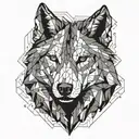 A wolf whose face is half fire tattoo design idea
