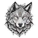 A wolf whose face is half fire tattoo design idea