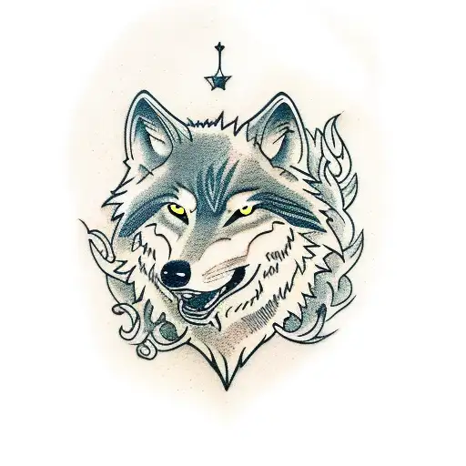 wolf nordic  tattoo design idea