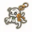 cute spooky halloween ghost keychain tattoo design idea