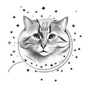 Moon, cat, stars, cloud tattoo design idea