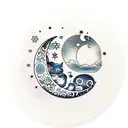 moon, stars, cloud, cat, round shape tattoo design idea