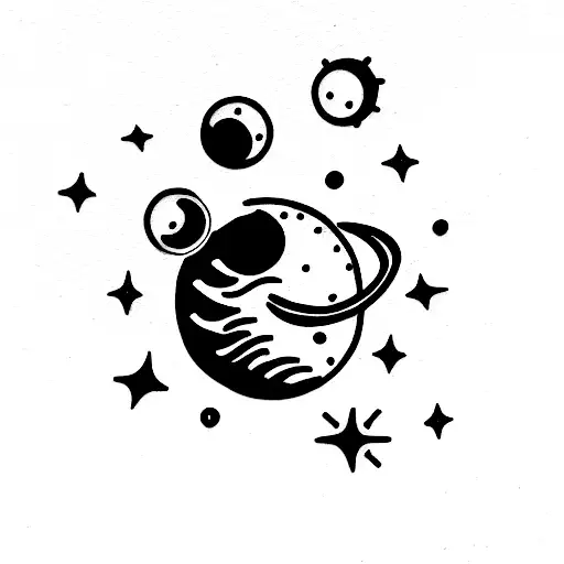 Astronaut with clouds and a black hole  tattoo design idea