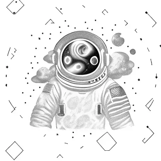 Astronaut with clouds and a black hole  tattoo design idea