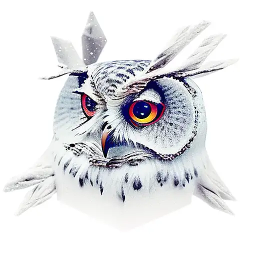 A cello made of snowflakes with an owl perched on top tattoo design idea