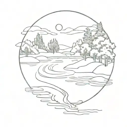 peaceful river in the summer  tattoo design idea