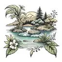 peaceful river in the summer  tattoo design idea