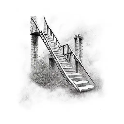 stairway to haven with motocross biker going up tattoo design idea
