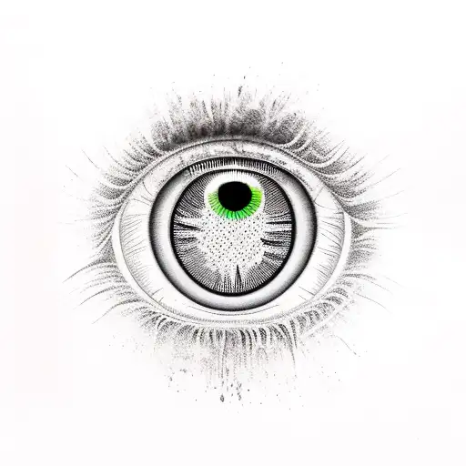 psychedelic flaming eye tattoo design idea
