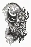 buffalo head with face looking off to the side view tattoo design idea