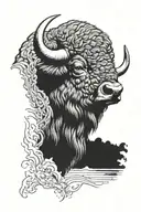 buffalo head with face looking off to the side view tattoo design idea