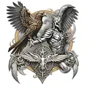 Phoenix and Roman gladiator tattoo design idea