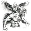 Phoenix and Roman gladiator tattoo design idea