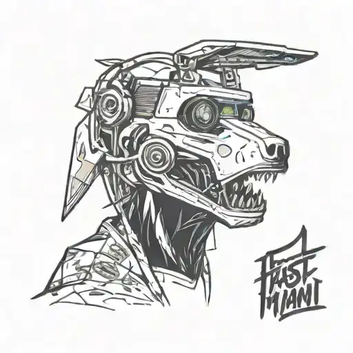 A dynamic tattoo design inspired by the fast-paced action of 'Hotline Miami' with a touch of Pixar's storytelling charm tattoo design idea