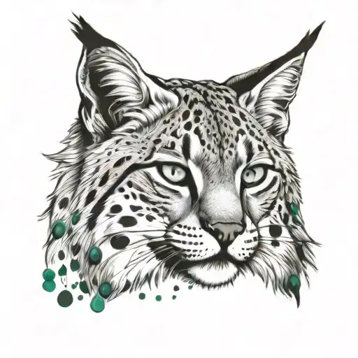 Lynx with emerald eyes looking tattoo design idea