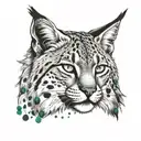 Lynx with emerald eyes looking tattoo design idea
