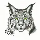 Lynx with emerald eyes looking tattoo design idea