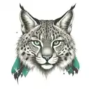 Lynx with emerald eyes looking tattoo design idea