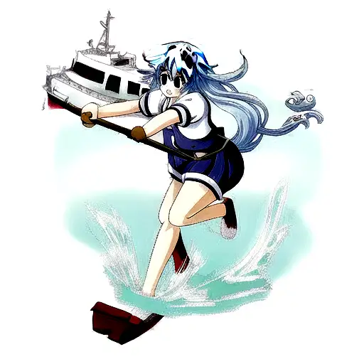 Neptune cleaning a boat tattoo design idea