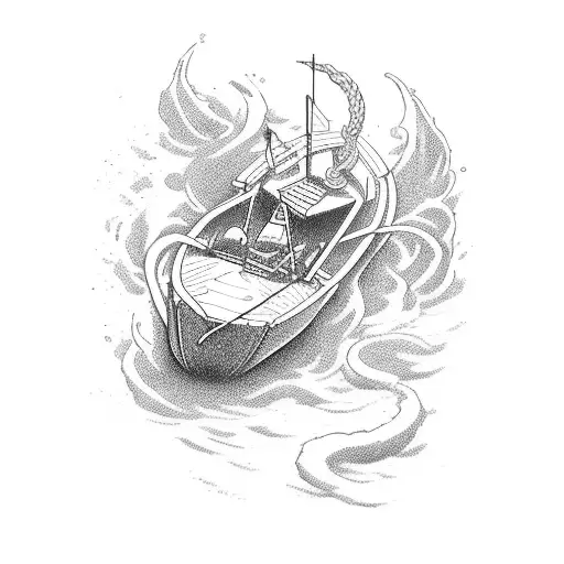 Neptune cleaning a boat tattoo design idea