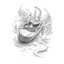 Neptune cleaning a boat tattoo design idea