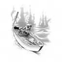 Neptune cleaning a boat tattoo design idea