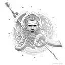 Neptune cleaning a boat tattoo design idea